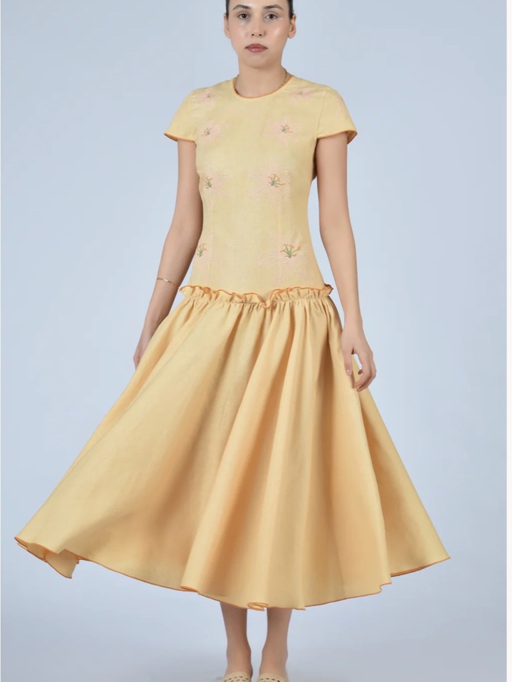 Fanm Mon NWT 100% Cotton Pale Yellow Montana Dress Cottagecore Sz Sm Prairie